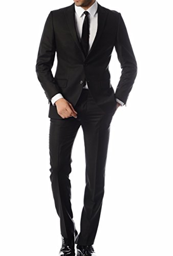 Keskin Collection Herren Anzug Schwarz + Gratis Krawatte , verfügbare Größen 43 – 62 und 90 - 110