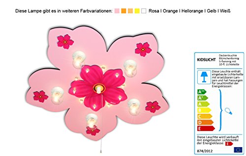 Kinderlampe in Blütenform mit Nachtlicht (Rosa) Deckenlampe Kinderzimmerlampe Deckenleuchte Babyleuchte Babylampe