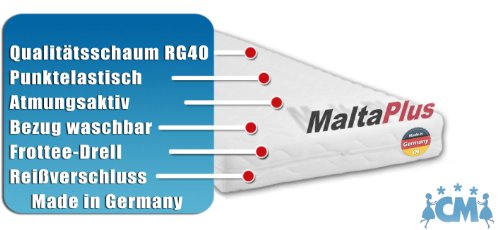 Kindermatratze MALTA PLUS. Hochwertige Matratze für Kinderbett 90 x 190 cm. Atmungsaktive Schaumstoffmatratze mit Frotteebezug 90x190 cm