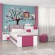 Kinderzimmer Komplett - Set B Lena, 5-teilig, Farbe: Weiß / Pink