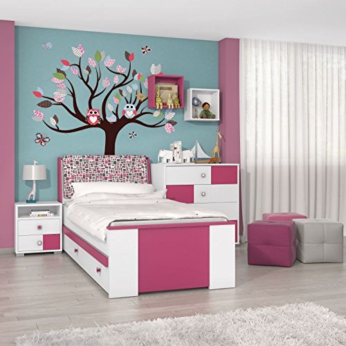 Kinderzimmer Komplett - Set B Lena, 5-teilig, Farbe: Weiß / Pink