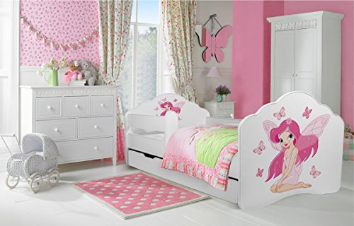 Kleinkinder Kids Kinder Bett "Mädchen mit Flügeln Größe 140 x 70 cm inc. Matratze und Schublade