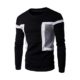 Kobay Herren Langarm Patchwork Hoodie Sweatshirt Tops Jacke Mantel Outwear Schwarz Blau Weiß