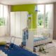 Komplett Babyzimmer Set weiß - grün Gitterbett Kleiderschrank Babybett