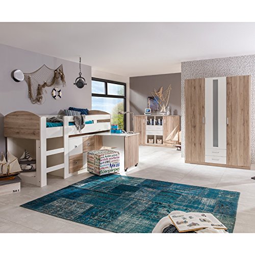 Komplett Kinderzimmer Set Sanremo Eiche Jugendzimmer Kleiderschrank Hochbett