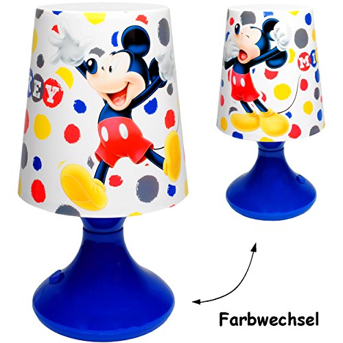 LED Tischlampe - " Disney - Mickey Mouse " - mit Farbwechsel - Batteriebetrieben - SCHNURLOS & Kabellos - 19 cm hoch - Tischleuchte für Kinder / Nachtlicht Schlummerlicht - Einschlafhilfe - Nachtleuchte Kinderzimmer - Mädchen & Jungen - Nachttischlampe Lampe Stehlampe / für Kinder - Nachtlampe - Micky Maus / Minni Playhouse - Comic Figur - Mäuse / Junior Clubhouse Wunderhaus - Batterie betrieben - Tischlampen / Kinderlampe - Kunststoff Plastik