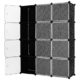 Langria Steckregalsystem mit durchscheinenden weißen Türen, vielseitig verwendbar, modulares System, Design mit schwarzem Kringelmuster