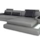 Leder Couch Sofa Ecksofa grau / schwarz Eckcouch L-Form Wohnlandschaft Ledercouch mit LED-Licht Beleuchtung Designsofa LATIUM III