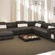 Leder Wohnlandschaft XXL braun / weiß Ledersofa Couch U-Form Designsofa Ecksofa mit LED-Licht Beleuchtung ALESSIA