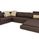 Ledersofa braun XXL Wohnlandschaft Leder Couch Sofa U-Form Ecksofa Ledercouch Eckcouch mit LED-Licht Beleuchtung Designsofa LATIUM