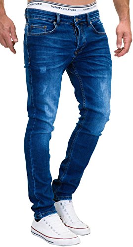 MERISH 5-Pocket Denim Jeans Herren Slim Fit Used Design Modell J9156