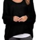 Meyison Damen Lose Asymmetrisch Sweatshirt Pullover Bluse Oberteile Oversized Tops T-shirt