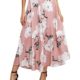 Missy Chilli Damen Lang Röcke Sommer Elegant Blumen Chiffon High Waist Boho Maxi Beach Skirt Röcke mit Schlitz Rosa