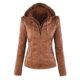 Newbestyle Kapuzen Kunstleder Damen Jacke Motorradjacke Ladies Oberbekleidung (Normale EU-Größe)