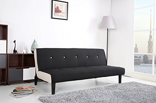 Paulo Schlafcouch / Schlafsofa / Klappcouch Polyester schwarz-weiß