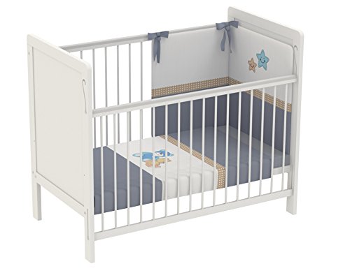 Polini Kids Babybett Gitterbett Beistellbett mit verstellbarem Gitter 120x60 Simple 220 in weiß ,3037-04