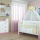 Polini Kids Babyzimmer Kinderzimmer Kombikinderbett mit Matzratze und Wickelkommode in weiß - rosa