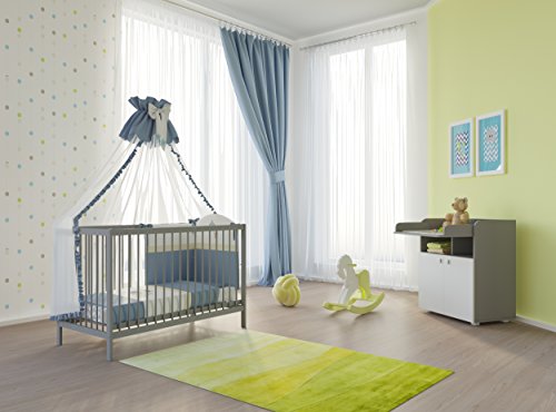 Polini Kids Babyzimmer Set mit Babybett/Gitterbett und Wickelkommode inclusive Matratze in verschiedenen Farben