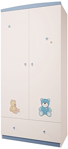 Polini Kids Kinder Kleiderschrank My Toys 2-türig weiß-blau,1524.17