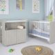 Polini Kids Kinderzimmer 6-teilig Babybett / Kinderbett mit Wickelkommode, Wickelaufsatz, Kommodenregal und Matratze