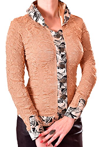 PoshTops Vornehm Damen Blazer mit Puff Reverskragen Dehnbares Strukturiertem Material Damenshirt Langarm Größen S – XXXL Abendkleidung Freizeitkleidung Plus Size Kleidung