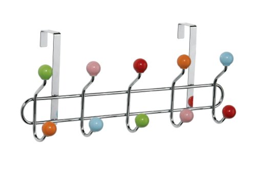 Premier Housewares Tür-Garderobe, Leiste mit 10 Haken mit bunten Kugeln