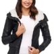 Redbridge Kunstlederjacke Damenjacke gefüttert mit Teddyfell Übergangsjacke Kunst- Lederjacke Damen mit Kapuze RBC R42460