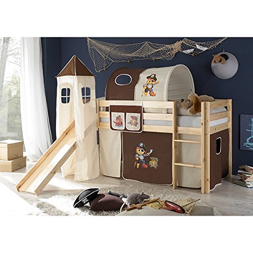 Rutschbett Kiefer massiv natur EN 747-1 + 747-2 Hochbett Kinderbett Spielbett Jugendbett Massivbett Kinderzimmer Jugendzimmer