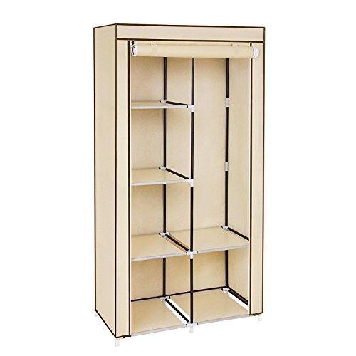 SONGMICS XL Faltschrank Kleiderschrank 7 Montagearten Stoffschrank Stabil mit 2 Kleiderstange