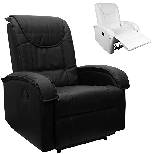 STILISTA TV Relaxsessel aus Echtleder, mit ausklappbarer Fußstütze, bequeme Polsterung, Farbe schwarz oder weiß, schadstoffgeprüft