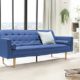 SalesFever® Designer Schlafsofa, Couch mit Schlaffunktion, Stoff, Holz Eiche, FSC® 100% zertifiziert