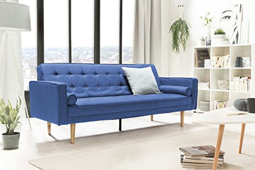 SalesFever® Designer Schlafsofa, Couch mit Schlaffunktion, Stoff, Holz Eiche, FSC® 100% zertifiziert