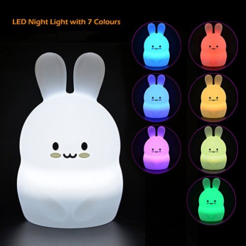 Silikon Nachtlicht für Kinder Niedliche Mehrfarben LED Soft Bunny Nursery Lampe