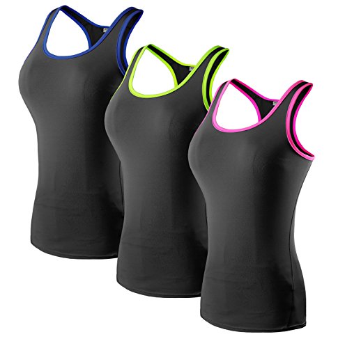 Sport Yoga TankTops Damen Workout 3 Packs Dry Fit Kompression Running Fitness T-Shirt