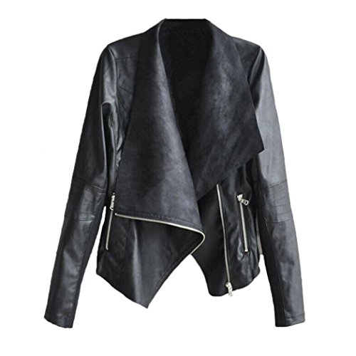 Strickjacke Damen ,LMMVP Frauen Biker Motorrad Zipper Jacke Mantel
