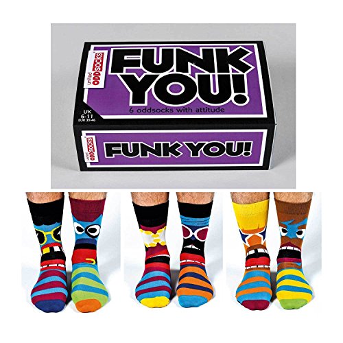 United Oddsocks - Funk You - Herren 6 verschiedene Socken - mit Gesichter! Gr. 39 - 46