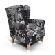 WILLY Ohrensessel Wing-Chair Sessel Polstersessel Wohnzimmersessel Relaxsessel /Patchwork schwarz