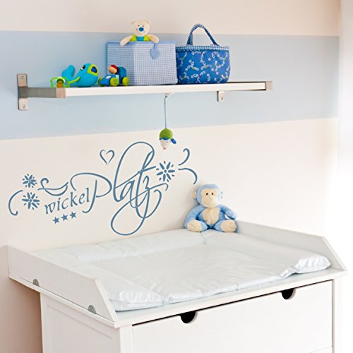 Wandtattoo Text Wickelplatz 72018-58x28 cm, Baby wickeln Aufkleber für Wickelkommode, Beschriftung, Wandaufkleber Aufkleber für die Wand, Tapetensticker aus Markenfolie, 32 Farben wählbar