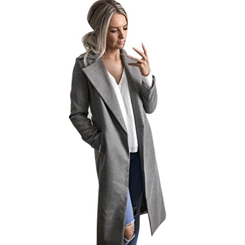 Womens öffnen vordere Graben-Mantel-lange Mantel-Jacken-Mantel-Wasserfall-Wolljacke