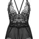 Yidarton Damen Nachtkleid Sexy Babydoll Dessous Set Erotik Lingerie V-Ausschnitt Kleid Spitze Unterwäsche