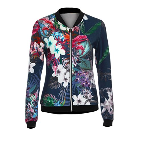 YunYoud Damen Große Größe Mäntel Camo Blumen Drucken Tops Reißverschluss Outwear Frau Lange Ärmel Bomberjacke Beiläufig Schöne jacken