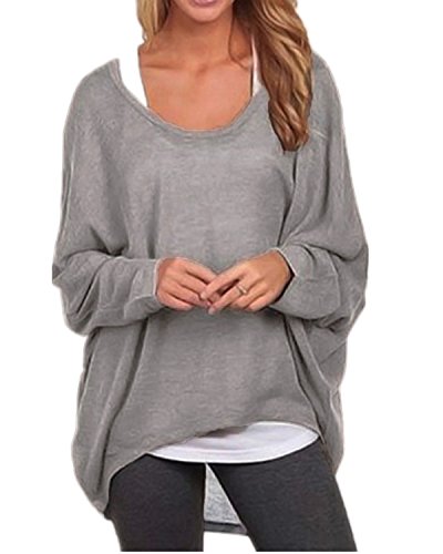 ZANZEA Damen Lose Asymmetrisch Jumper Sweatshirt Pullover Bluse Oberteile Oversize Tops