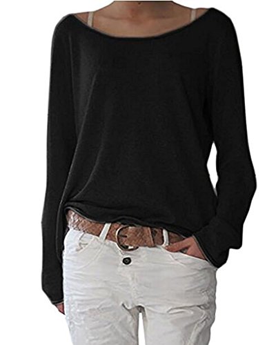 ZIOOER New Arrival Design Damen Pulli Langarm T-Shirt Rundhals Ausschnitt Lose Bluse Hemd Pullover Oversize Sweatshirt Oberteil Tops