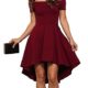 ZJCTUO Damen Kleid Abendkleid Schulterfreies Cocktailkleid Jerseykleid Skaterkleid Knielang Elegant Festlich Asymmetrisches Partykleid