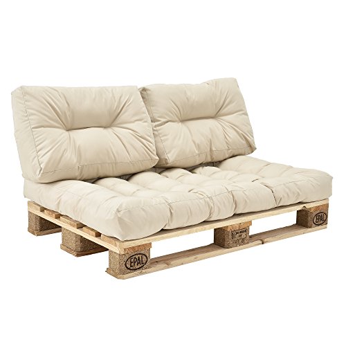 [en.casa] Palettenkissen - 3er Set - Sitzpolster + Rückenkissen [dunkelgrau] Paletten-Sofa In/Outdoor