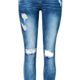 iRachel Damen Jeans Hose Skinny Röhrenjeans Bleistifthose Hose Denim Dünn Rise Ripped Loch Bleistift Hose