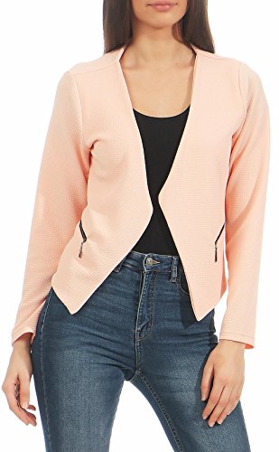 malito Damen Blazer ohne Kragen | Sakko im Basic Look | Kurzjacke mit Zipper | Jacke - Jackett - Blouson 6040