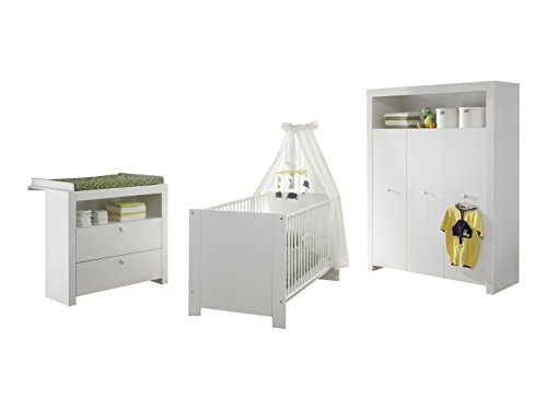 trendteam Babyzimmer 3-teiliges Komplett Set Olivia in Weiß  mit viel Stauraum und pflegeleichten Oberflächen