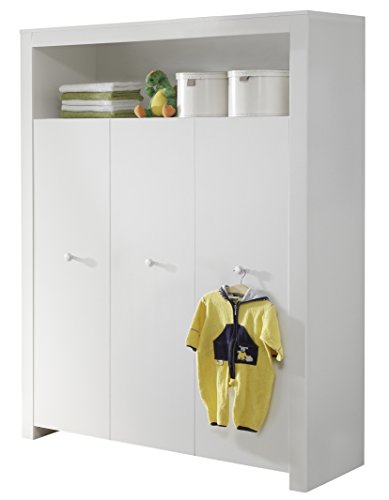 trendteam Babyzimmer Kleiderschrank, Schrank Olivia, 130 x 186 x 54 cm in Weiß  mit viel Stauraum