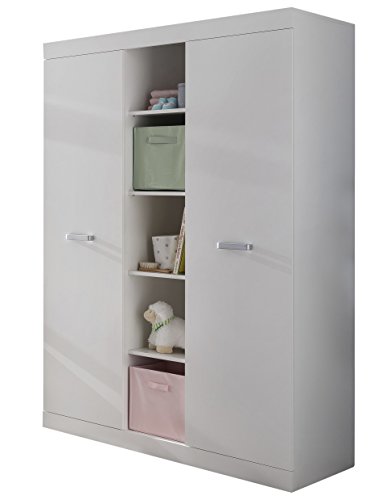 trendteam Babyzimmer Kleiderschrank Schrank Ronja, 120 x 185 x 54 cm in Weiß mit offenen Fächern und viel Stauraum